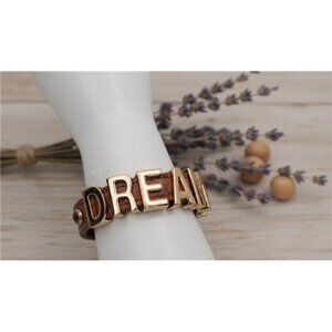 BCBGeneration DREAM Brown Leather Cuff Bracelet Rose Gold Tone 7 8 Inch
